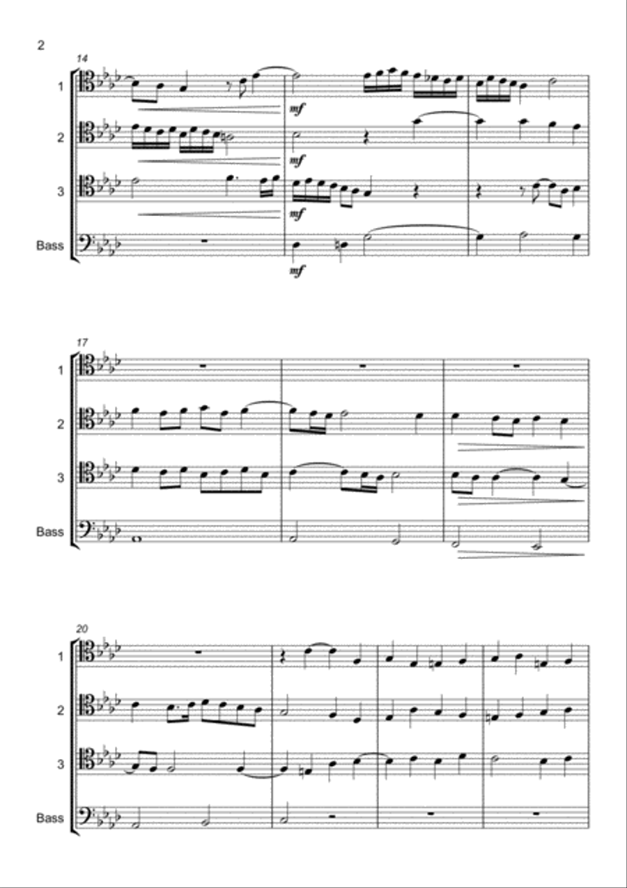 Voluntary on Old Hundredth (Trombone Quartet) Trombone Quartet scores gallery preview page 4