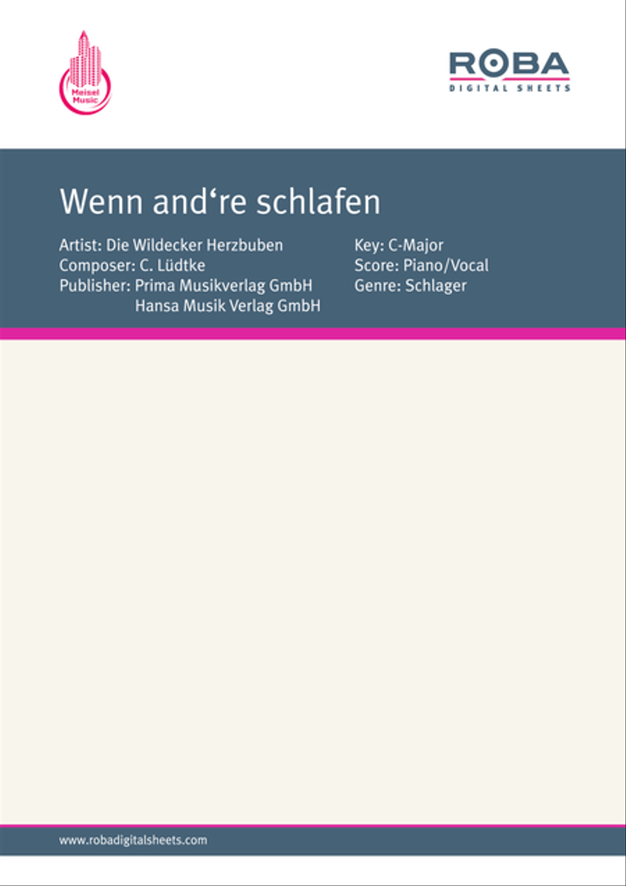 Wenn and're schlafen Wenn and're schlafen Piano, Vocal scores gallery preview page 1