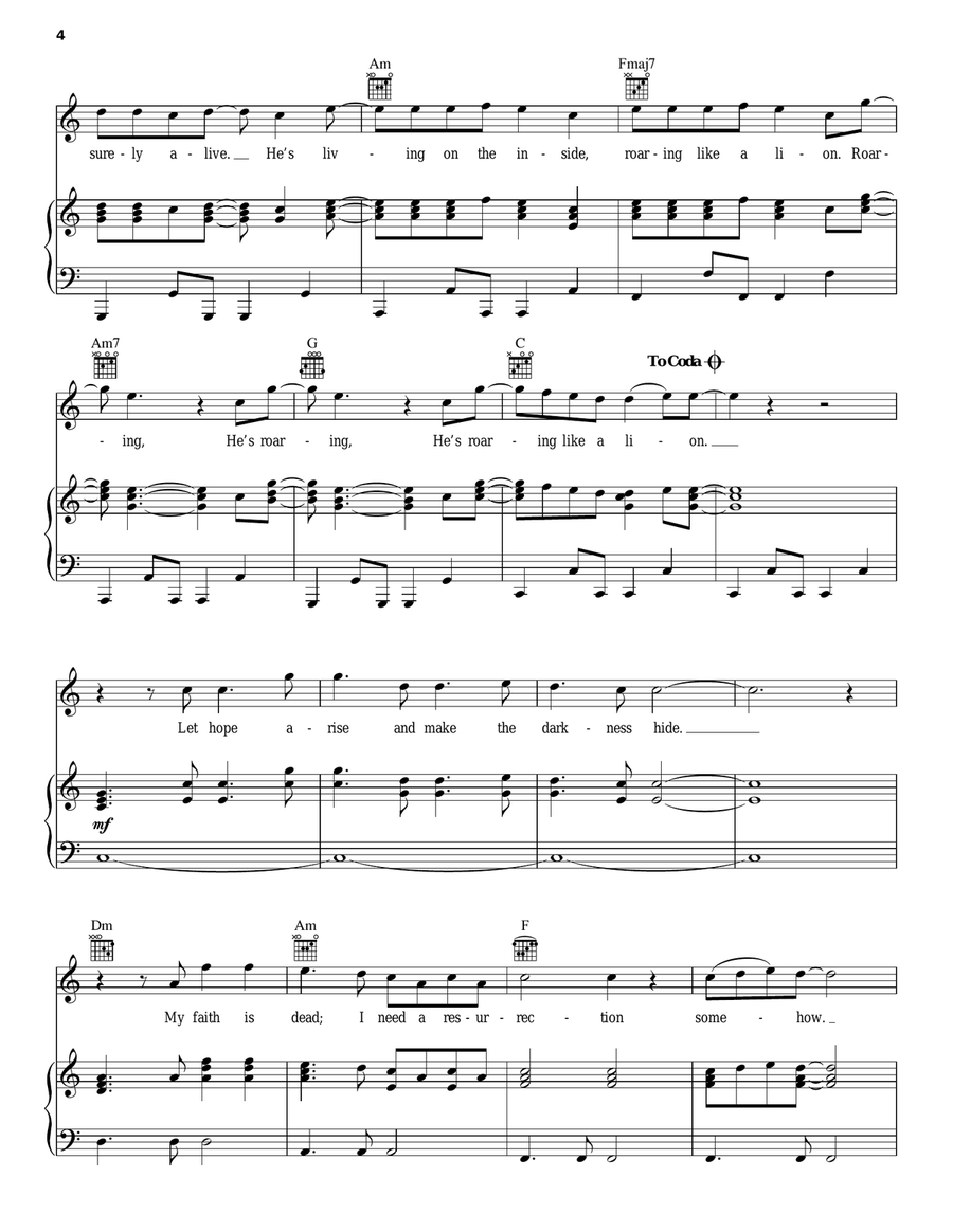 God's Not Dead (Like A Lion) Piano, Vocal, Guitar scores gallery preview page 4