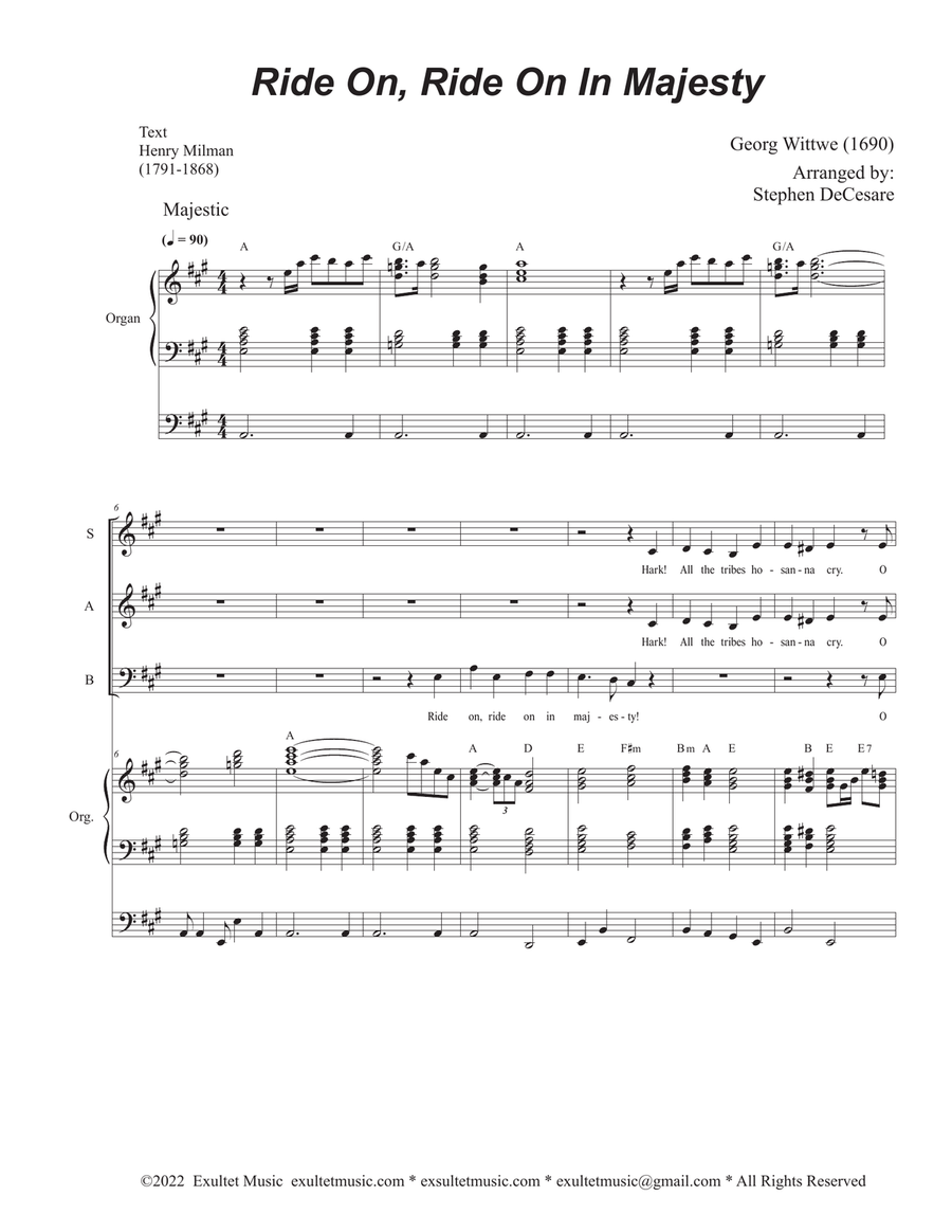 Ride On, Ride On In Majesty (Vocal Trio - (SAB) 3-Part scores gallery preview page 1