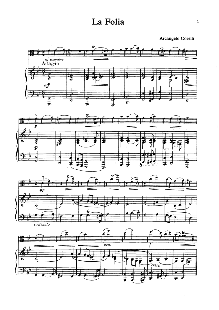 La Folia La Folia Viola scores gallery preview page 1