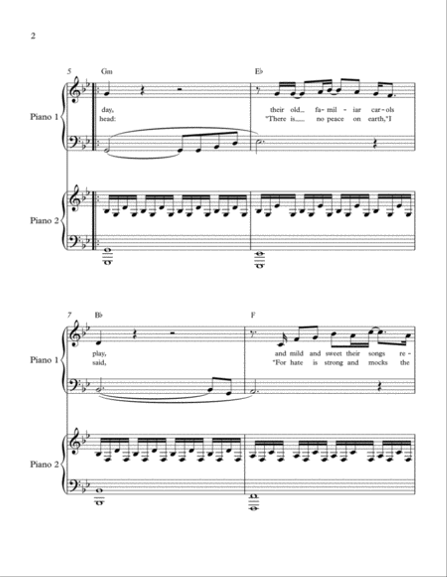 I Heard The Bells On Christmas Day 2 Pianos, 4-Hands scores gallery preview page 2