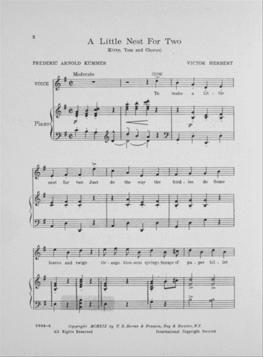 A Little Nest For Two. (Kitty, Tom, and Chorus) Choir scores gallery preview page 2