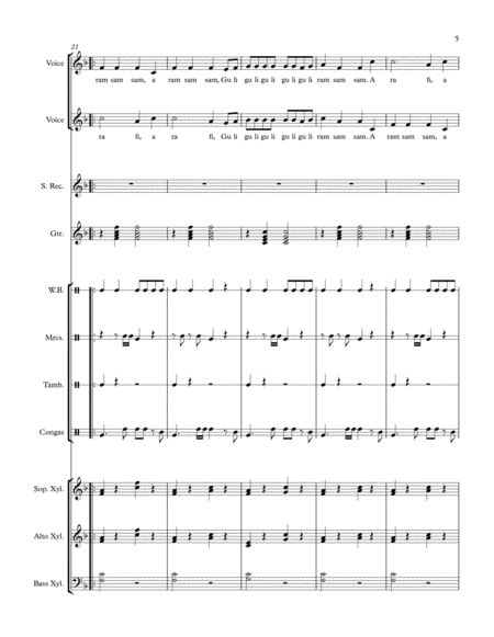 A Ram Sam Sam (African Folk Song) arranged for Orff Ensemble image number null