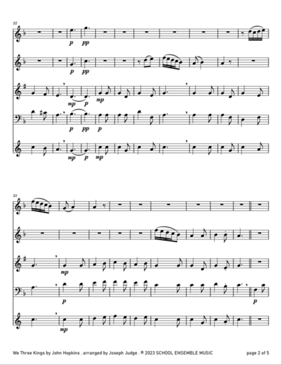 We Three Kings for Woodwind Quartet in Schools Woodwind Quartet scores gallery preview page 2