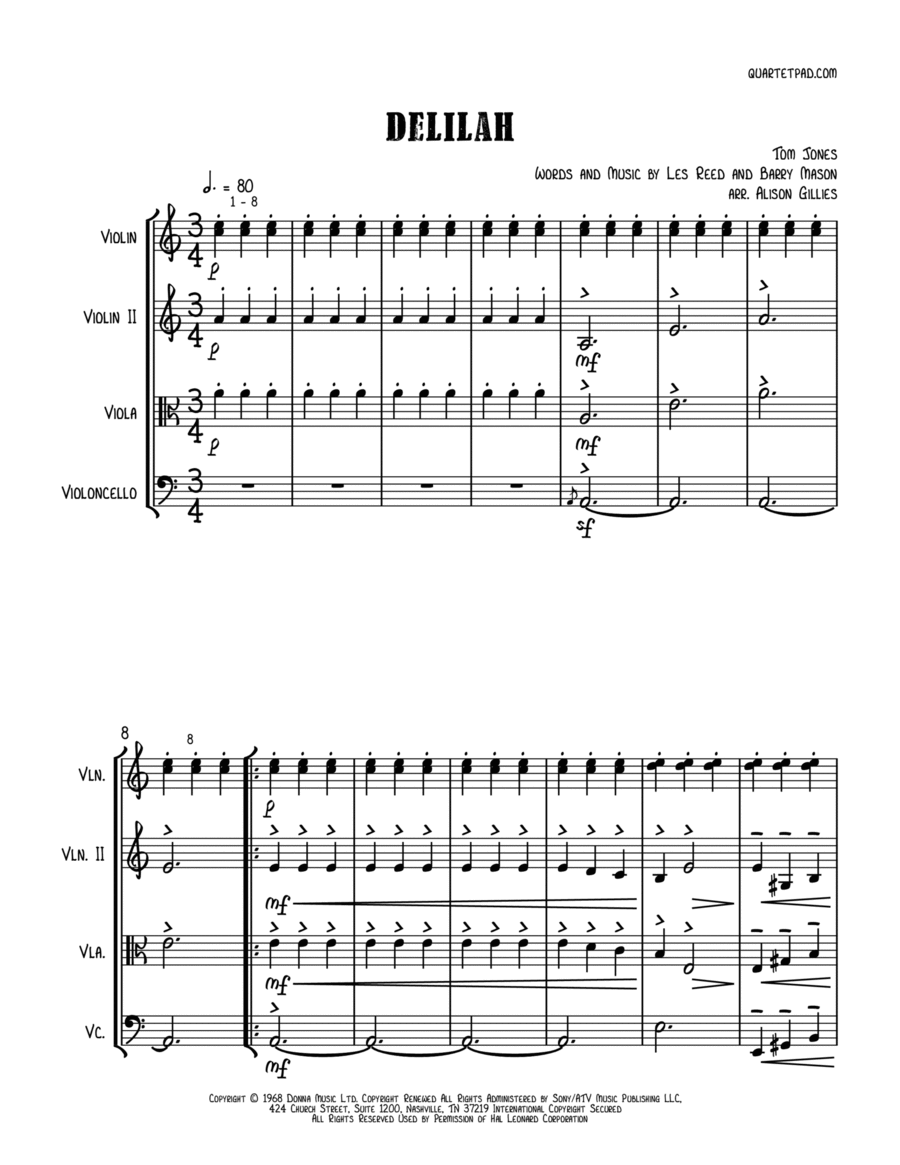 Delilah String Trio scores gallery preview page 1