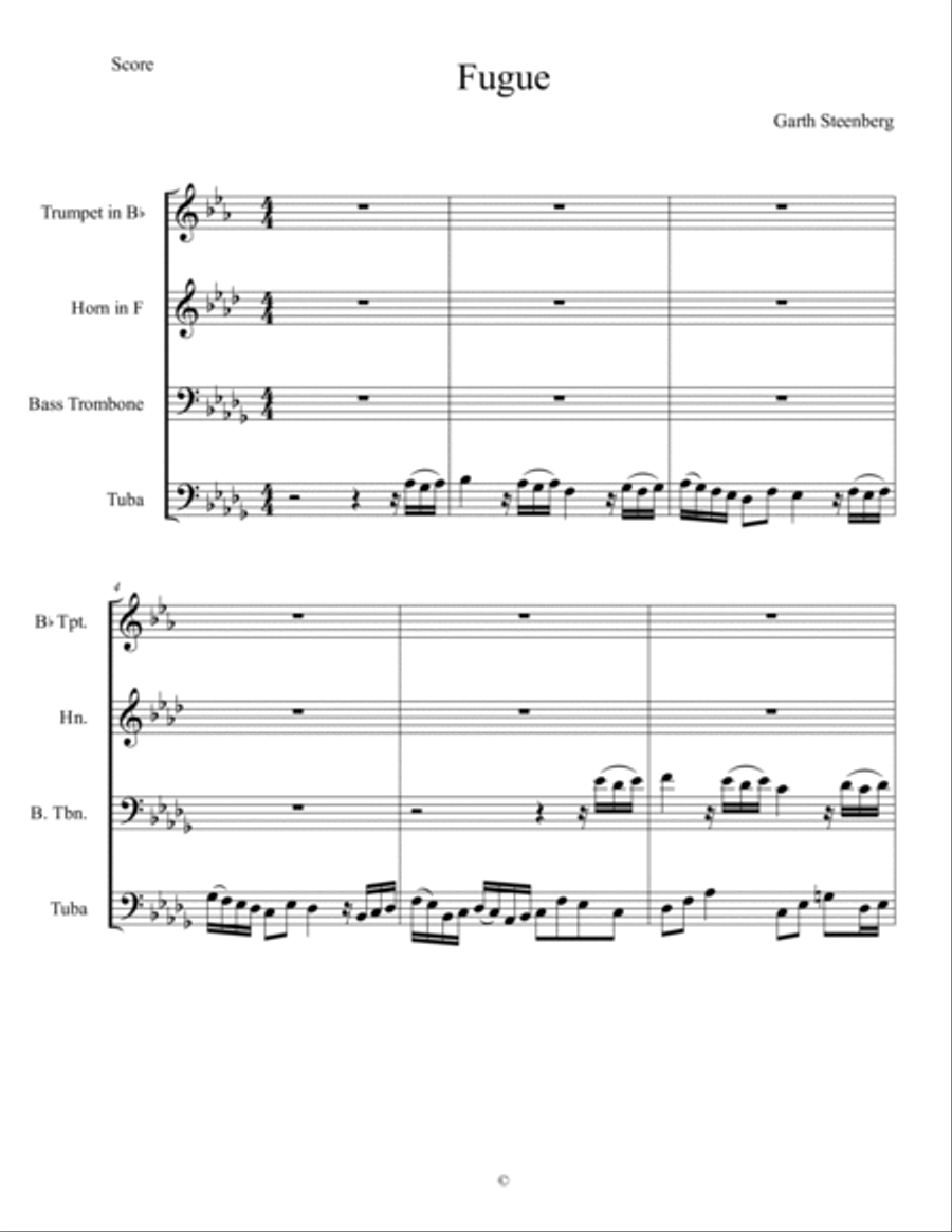 Fugue for Brass Quartet Brass Quartet scores gallery preview page 2