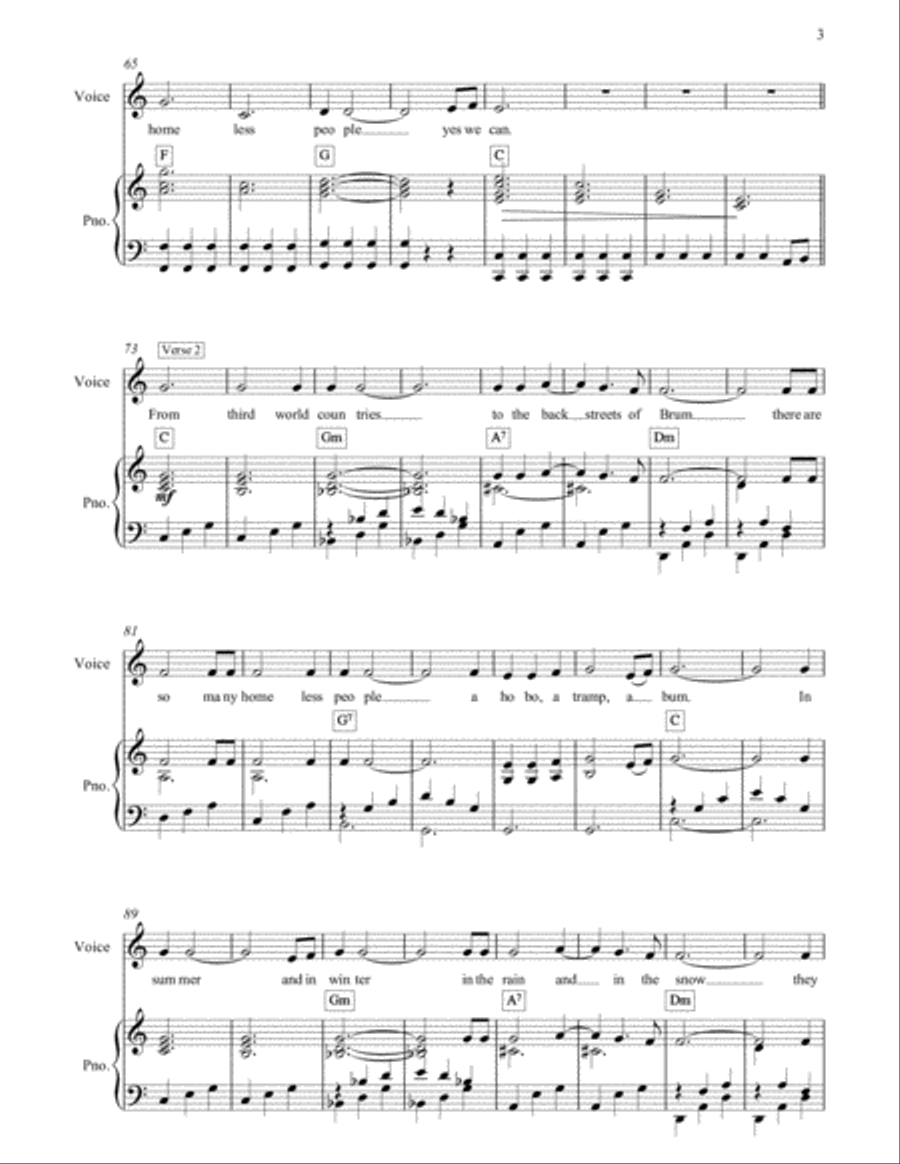 Homeless People - An Anthem for childrens choir Unison Choir scores gallery preview page 4