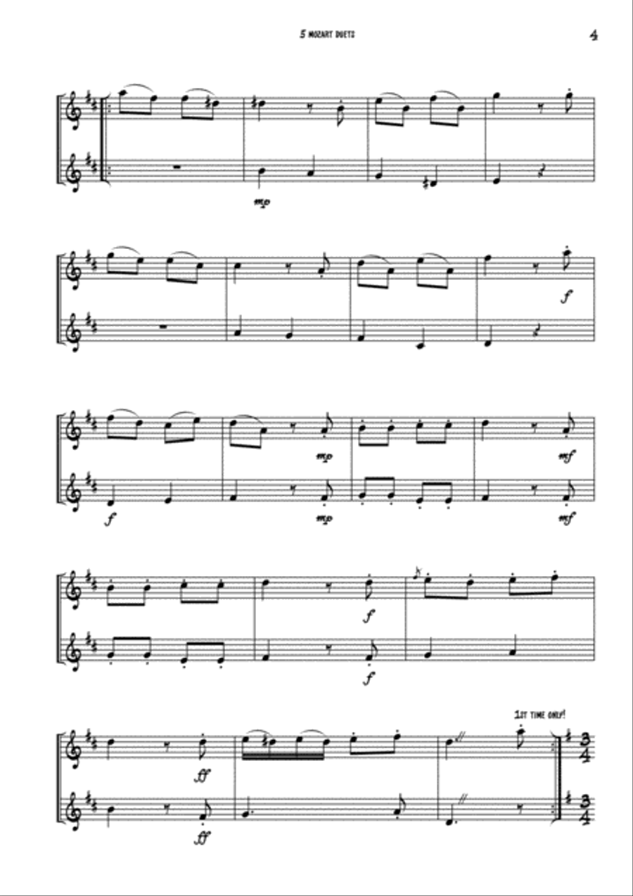 5 Mozart Violin duets String Duet scores gallery preview page 4