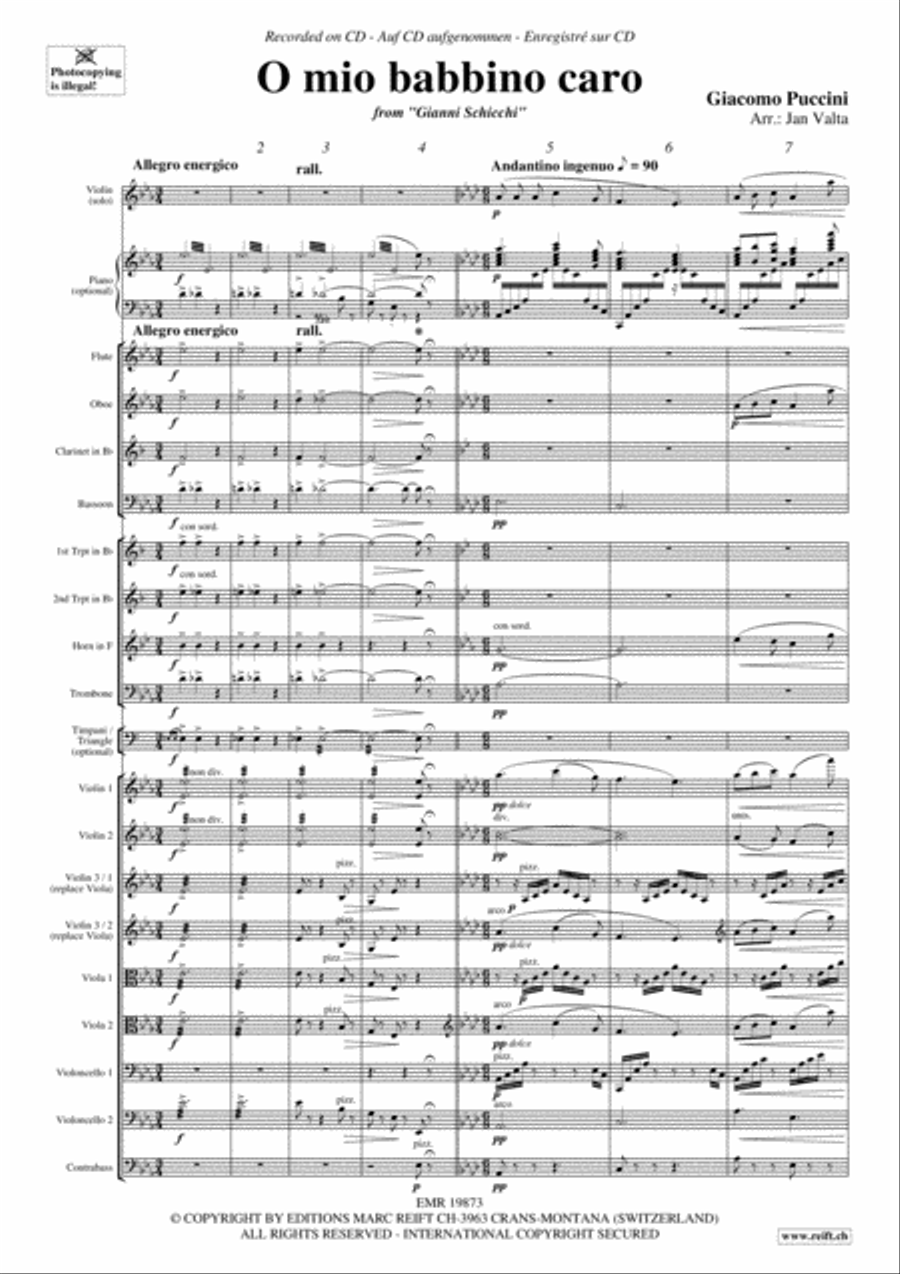O mio babbino caro Orchestra scores gallery preview page 3