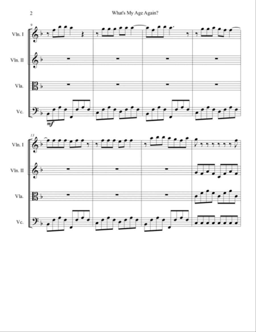 What's My Age Again? String Quartet scores gallery preview page 2