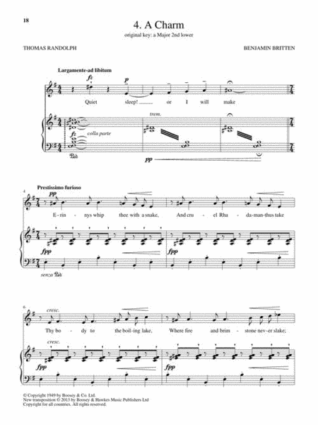 Benjamin Britten – Collected Songs by Benjamin Britten High Voice - Sheet Music