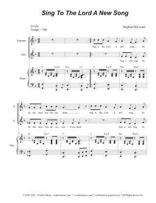 Sing To The Lord A New Song (Duet for Soprano and Alto solo)