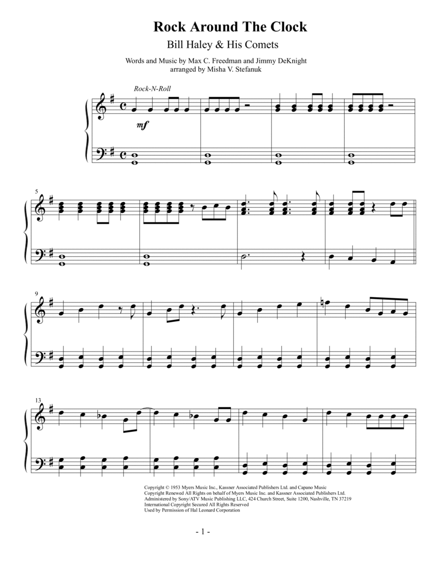 Rock Around The Clock Easy Piano scores gallery preview page 1