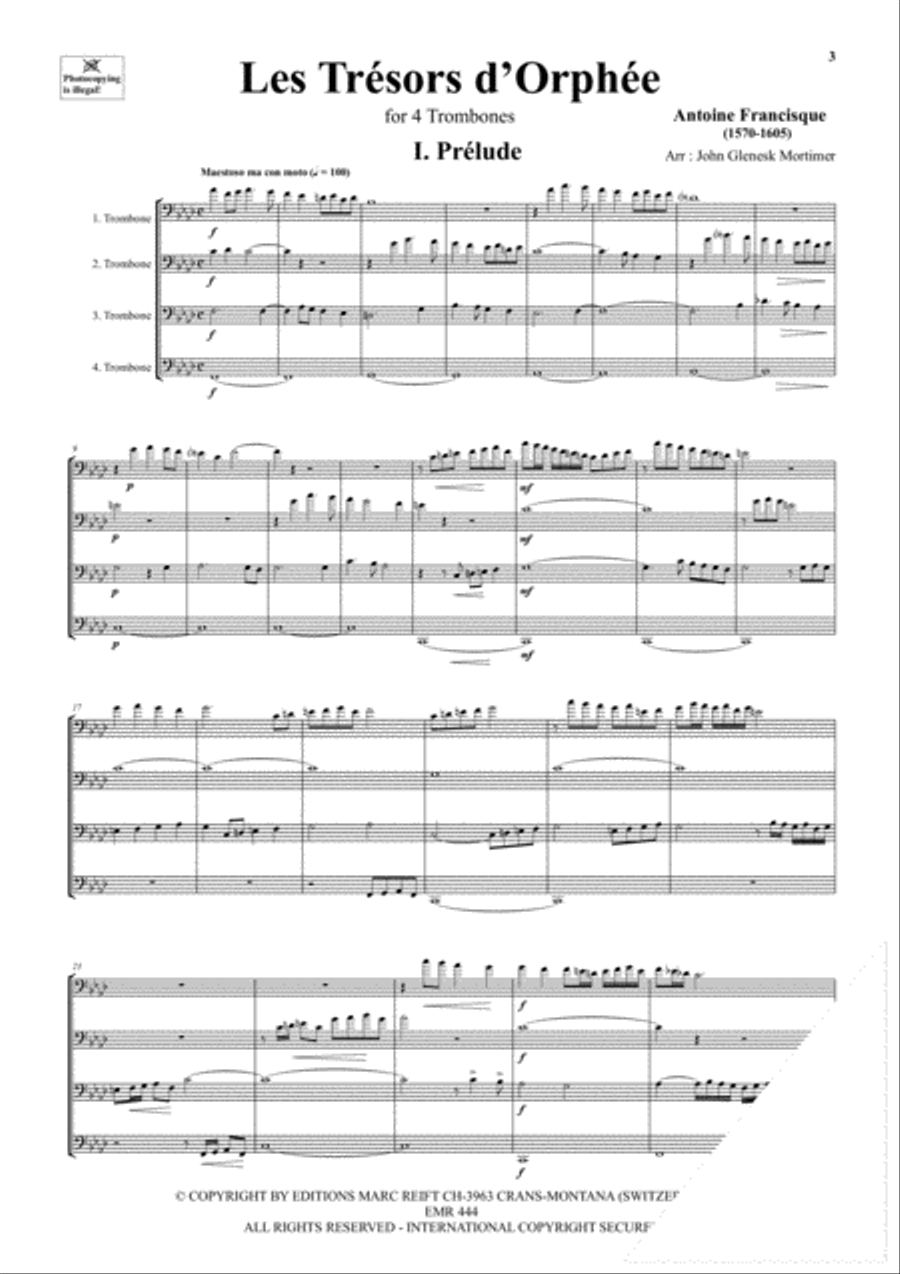 Les Tresors d'Orphee Trombone Quartet scores gallery preview page 4