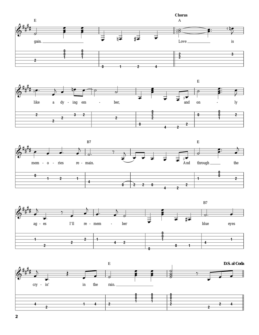 Blue Eyes Crying In The Rain Electric Guitar scores gallery preview page 2