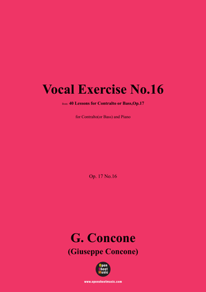 G. Concone-Vocal Exercise No.16,for Contralto(or Bass) and Piano