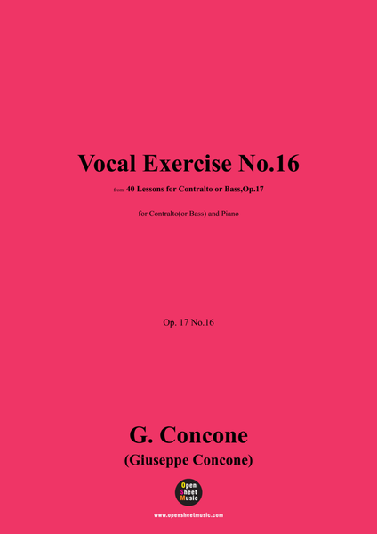 G. Concone-Vocal Exercise No.16,for Contralto(or Bass) and Piano image number null