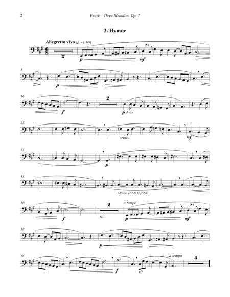 Three Melodies, Op. 7 for Tuba or Bass Trombone & Piano