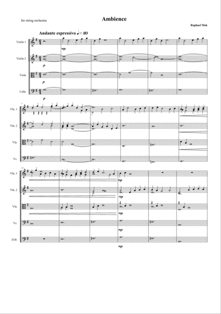 Ambience (string orchestra/chamber version), op. 10 String Orchestra scores gallery preview page 3