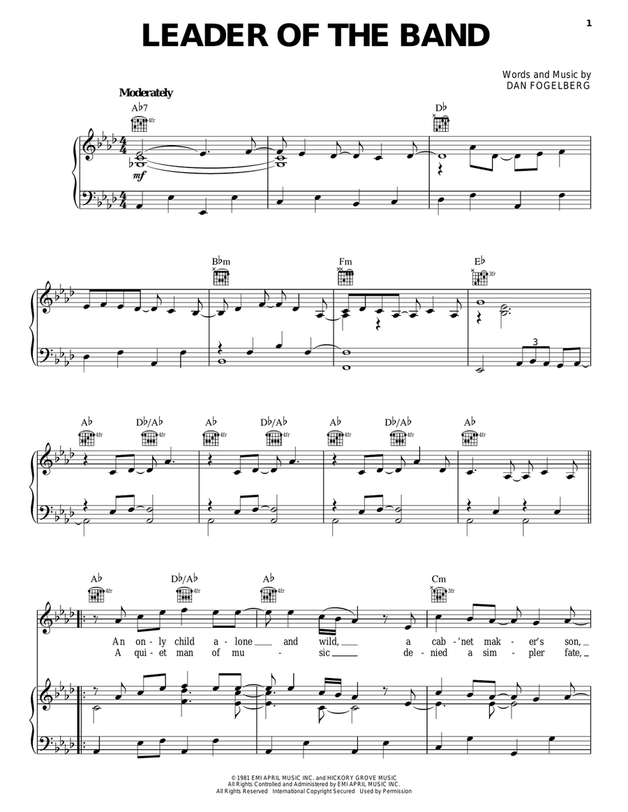 Leader Of The Band Piano, Vocal, Guitar scores gallery preview page 1