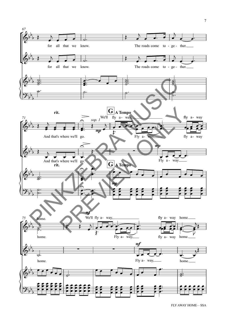 Fly Away Home (SSA) SSA scores gallery preview page 8