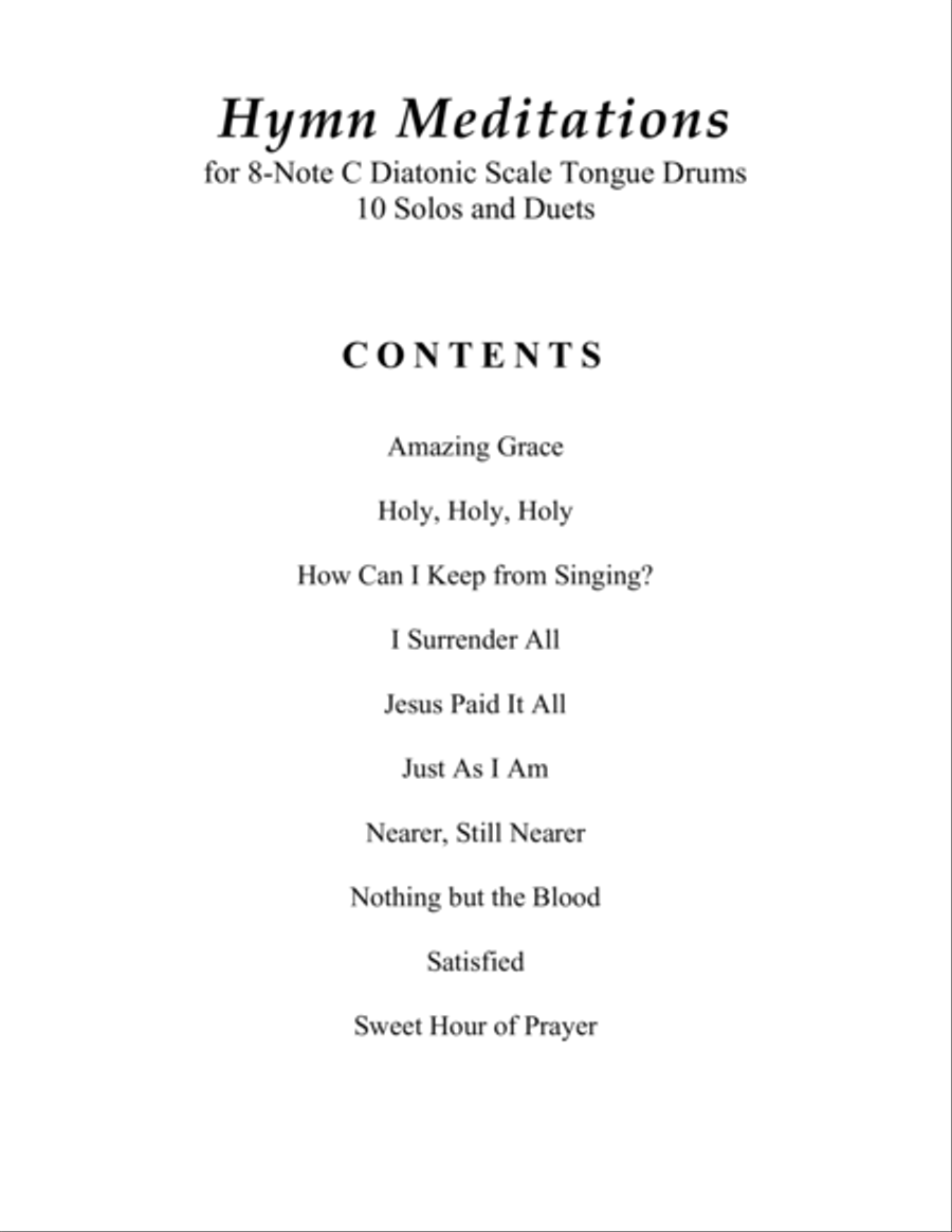 Hymn Meditations for 8-note C major diatonic scale Tongue Drums (A collection of 10 Solos and Duets) image number null