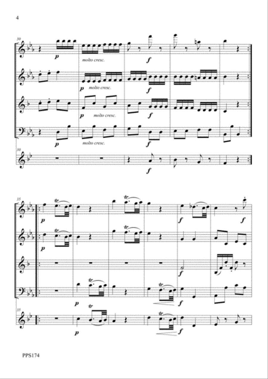 HAYDN DIVERTIMENTO IN Eb arranged for wind quintet Woodwind Quintet scores gallery preview page 4