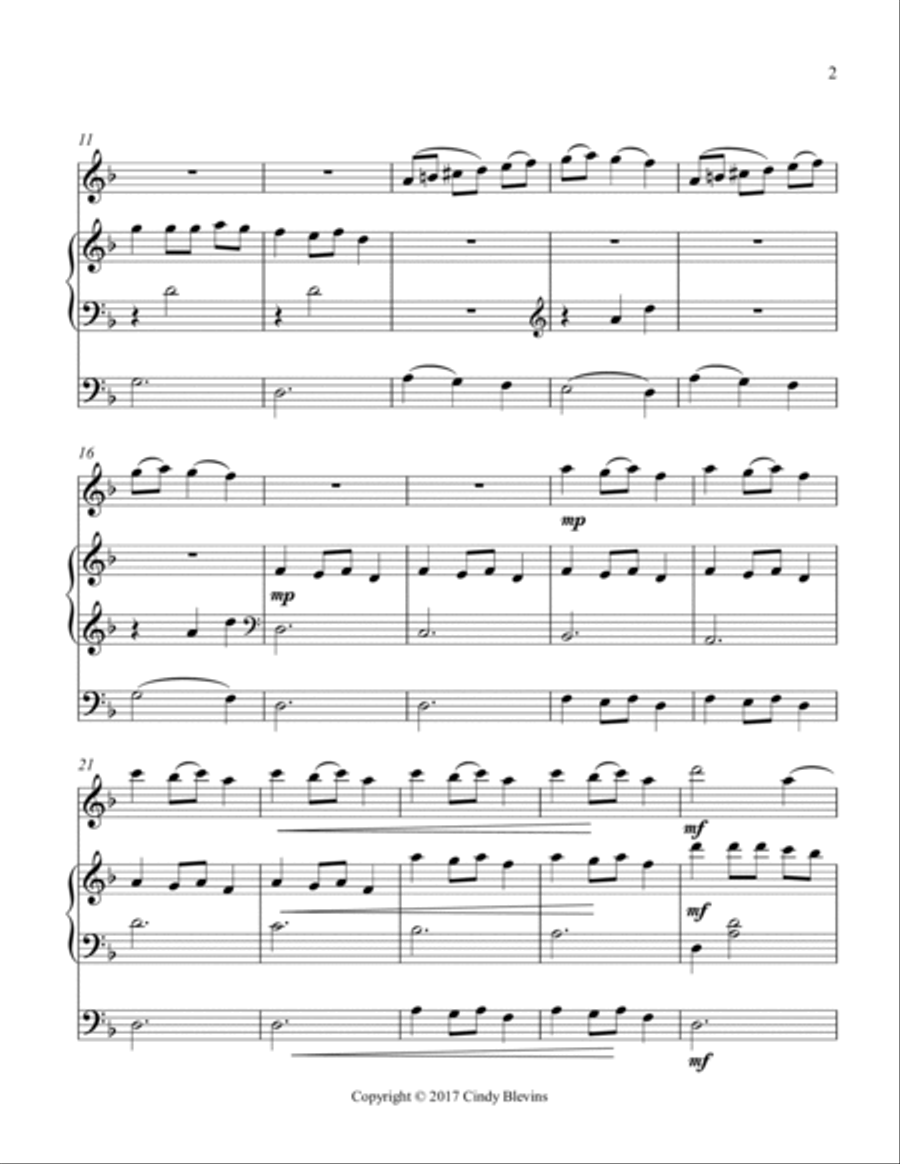 Carol of the Bells, for Piano, Flute and Cello Flute scores gallery preview page 3