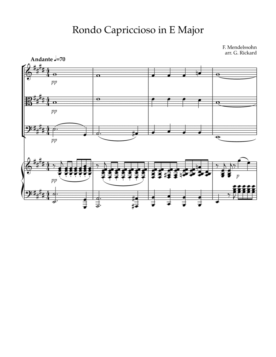 Rondo Capriccio in E Major Piano Quartet scores gallery preview page 1