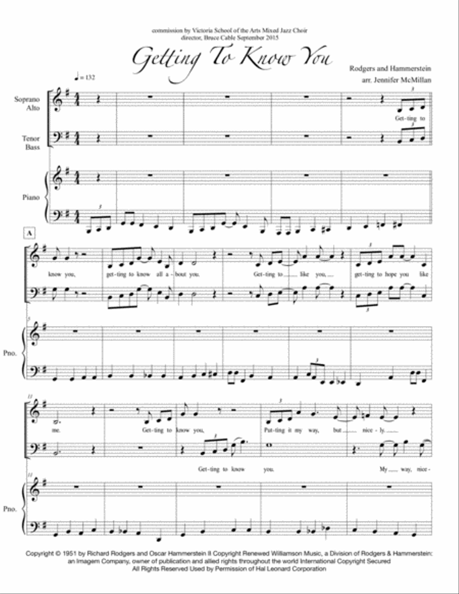 Getting To Know You 4-Part scores gallery preview page 1