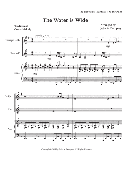 The Water is Wide (Trio for Trumpet, Horn in F and Piano) image number null