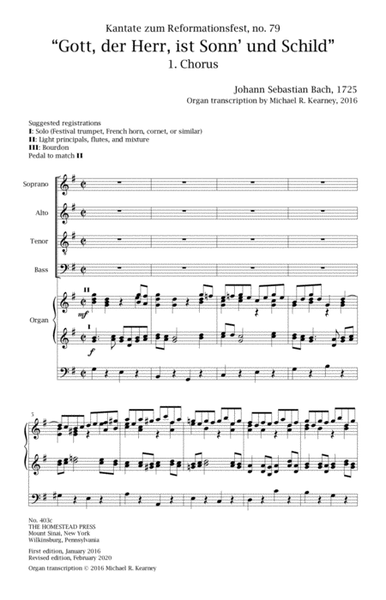 Gott, der Herr, ist Sonn' und Schild (Chorus), BWV 79.1 (SATB/Organ) image number null