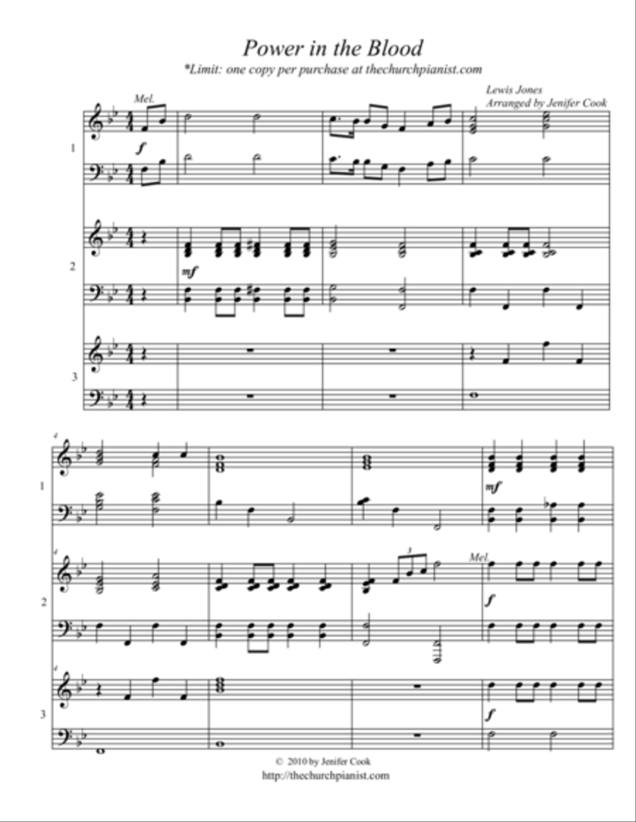 Power in the Blood Power in the Blood Piano Trio scores gallery preview page 1