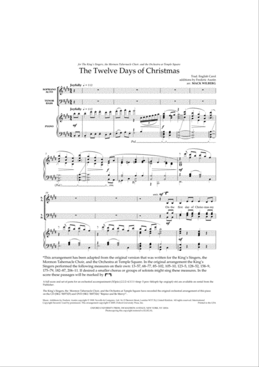 The Twelve Days of Christmas 4-Part scores gallery preview page 2