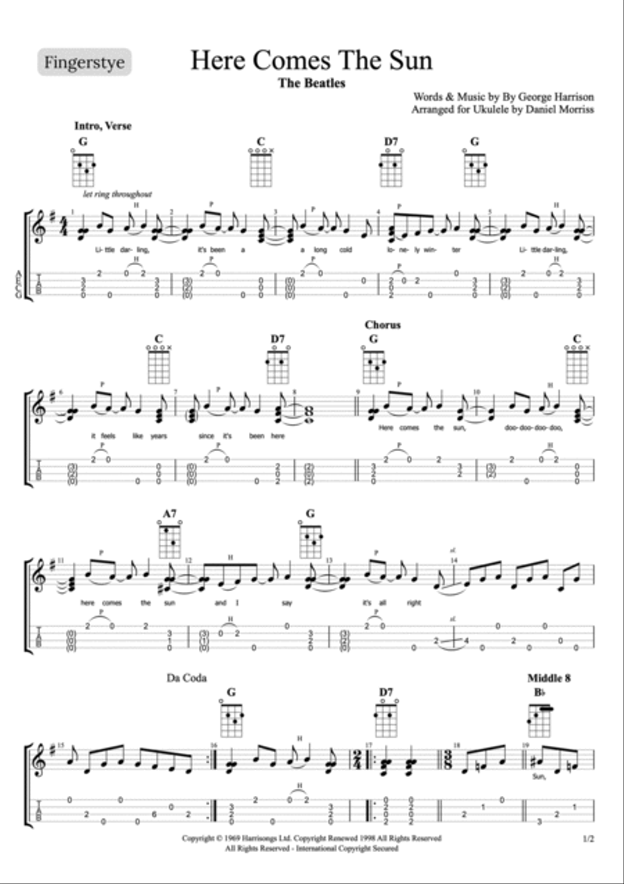 Here Comes The Sun Ukulele scores gallery preview page 6
