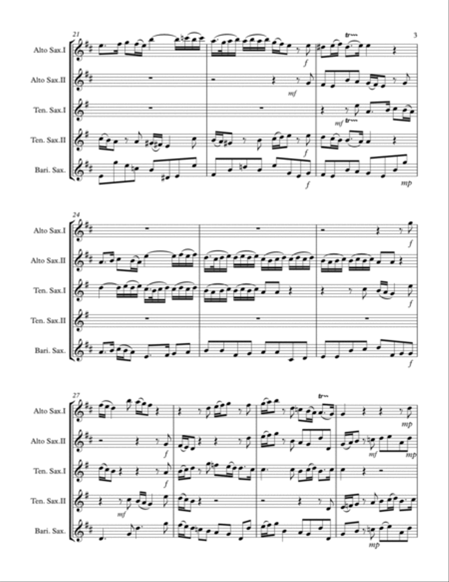 Handel – His Yoke is Easy from Messiah (for Saxophone Quintet AATTB) Saxophone Quintet scores gallery preview page 4