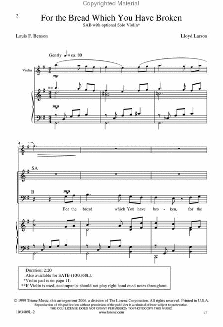 For the Bread Which You Have Broken 3-Part scores gallery preview page 2