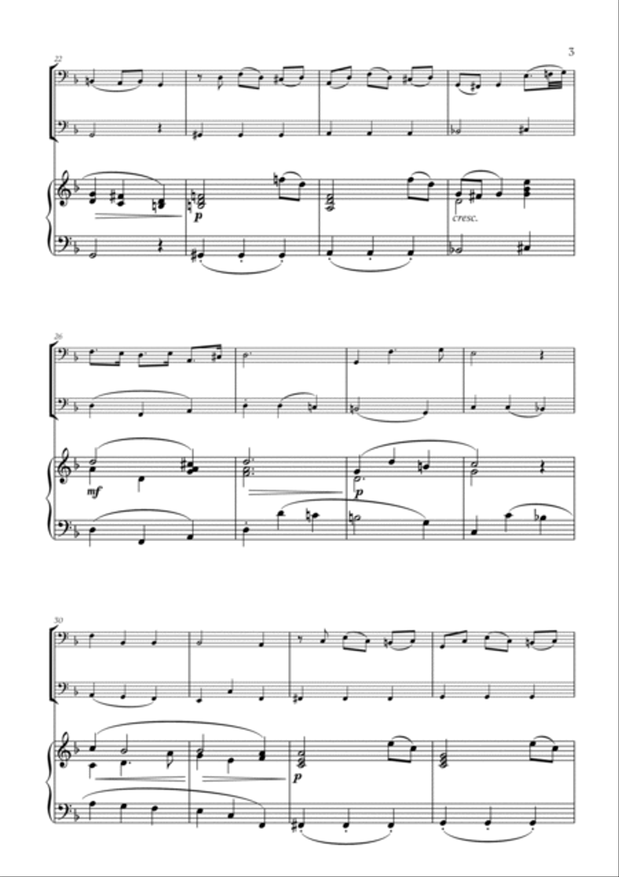 Johann Sebastian Bach - Bist du bei Mir (BWV 508) (F major) (for Trombone and Bassoon) Trombone Duet scores gallery preview page 3