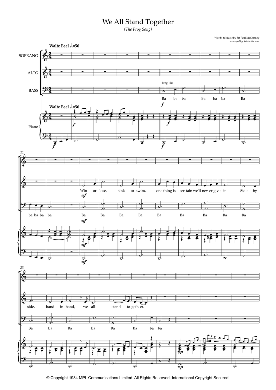 We All Stand Together 3-Part scores gallery preview page 1
