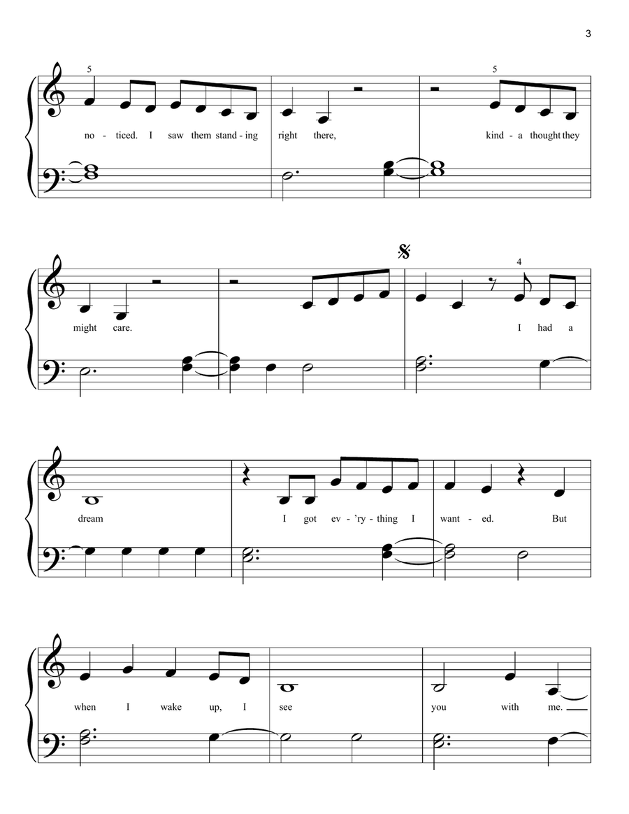 everything i wanted Easy Piano scores gallery preview page 3