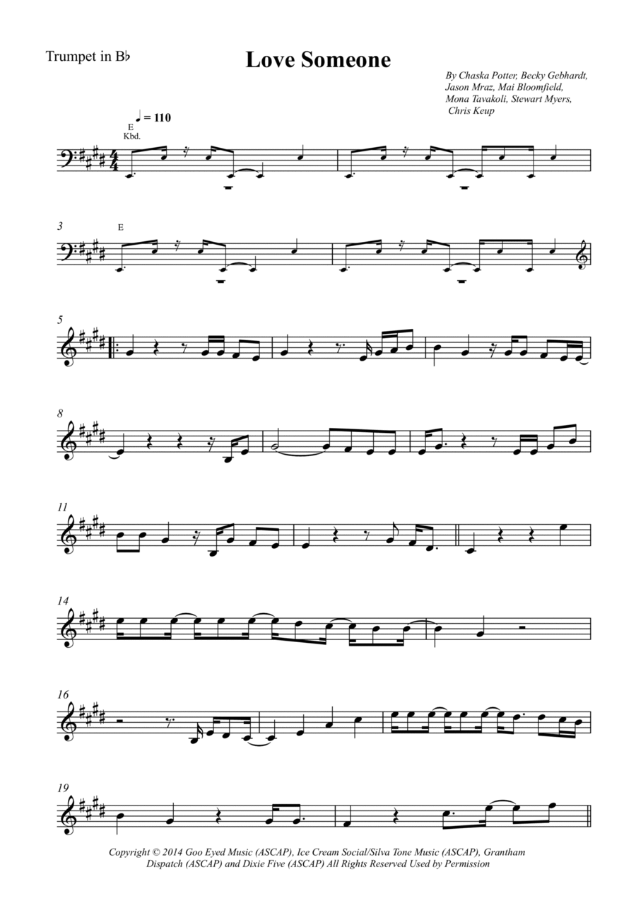 Love Someone Trumpet Solo scores gallery preview page 1