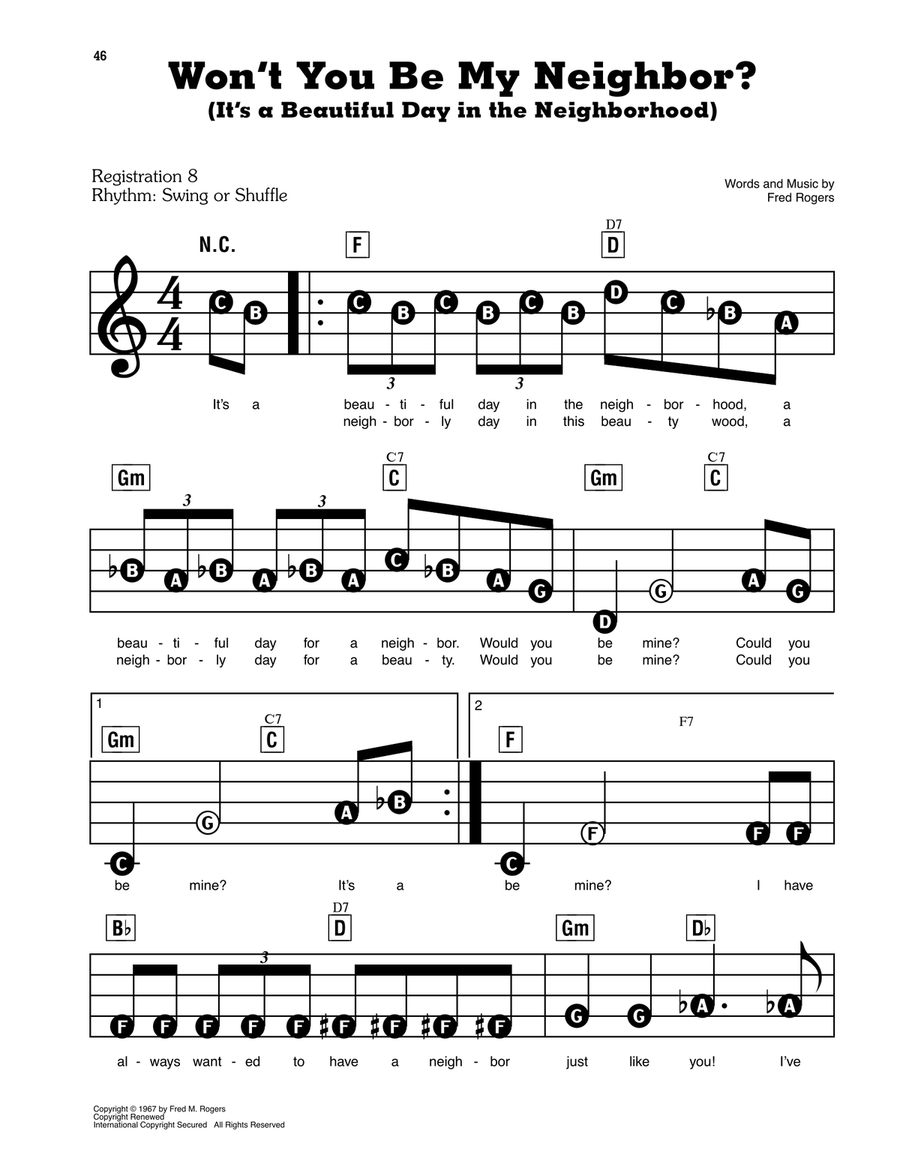 Won't You Be My Neighbor? (It's A Beautiful Day In The Neighborhood) Electronic Keyboard scores gallery preview page 1