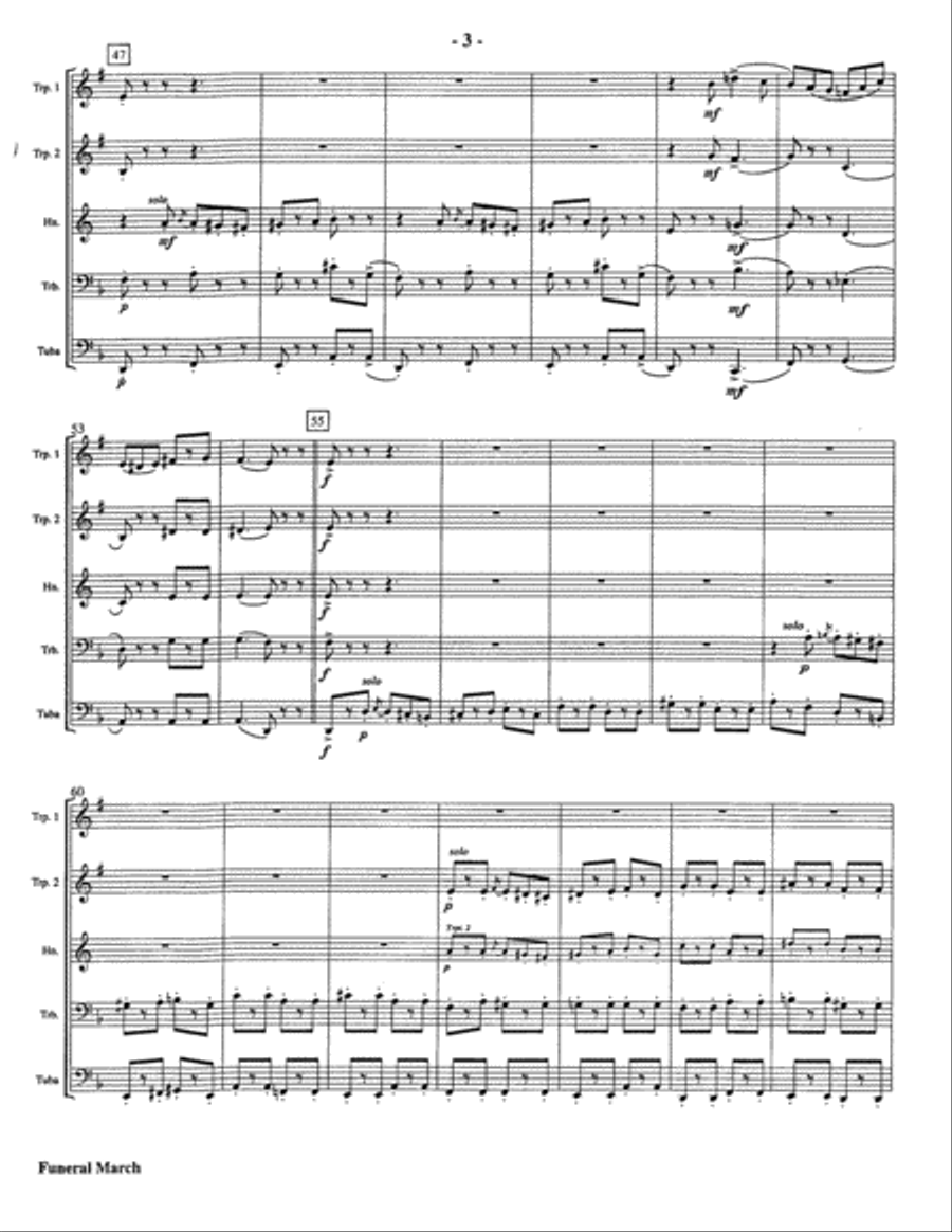 Funeral March of a Marionette for Brass Quintet (Alfred Hitchcock Theme) Brass Quintet scores gallery preview page 3