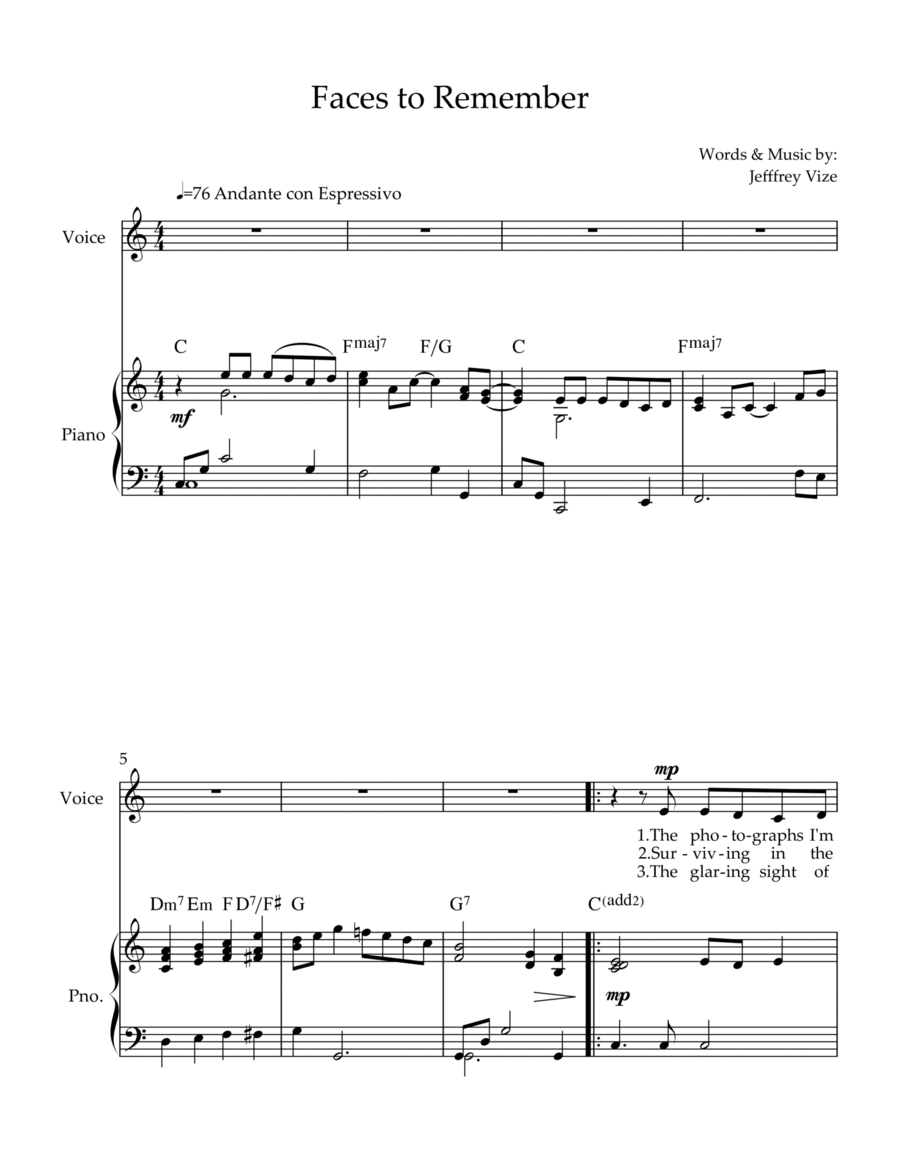 Faces to Remember Faces to Remember Voice scores gallery preview page 1