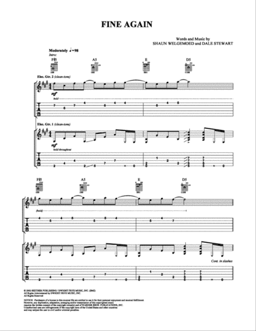 Fine Again Electric Guitar scores gallery preview page 1