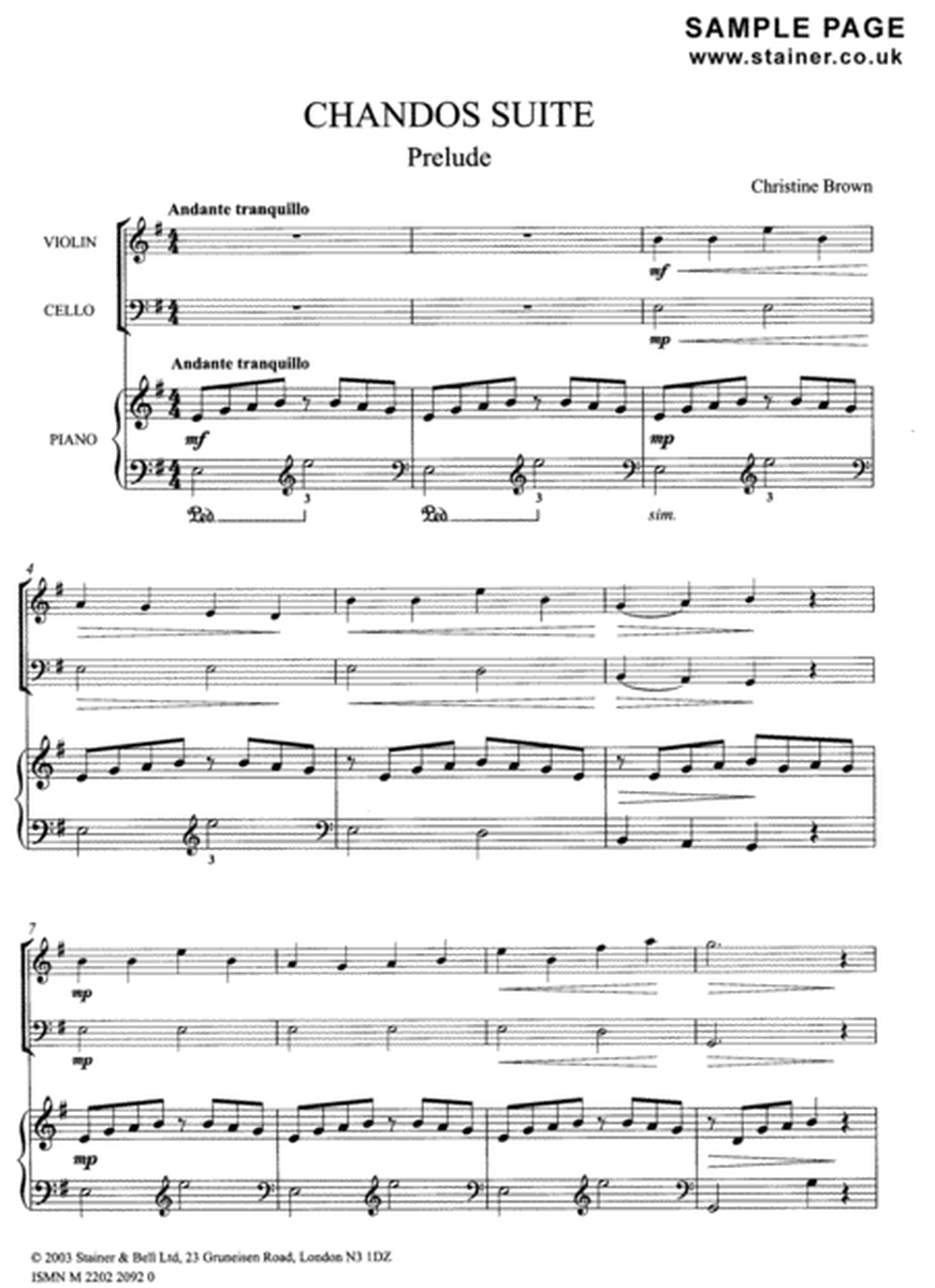 Chandos Suite for Violins, Cello and Piano
