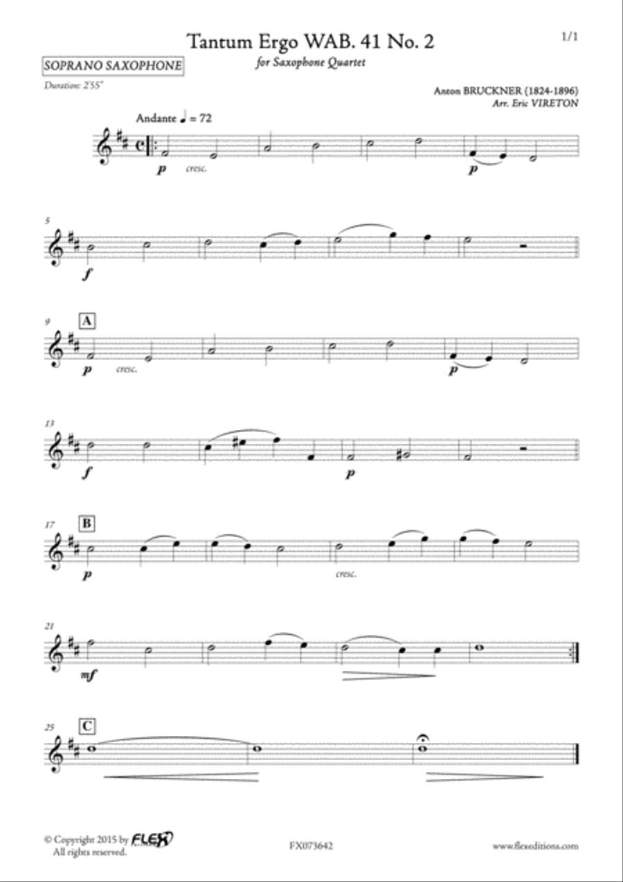 Tantum Ergo WAB. 41 No. 2 Saxophone Quartet scores gallery preview page 4