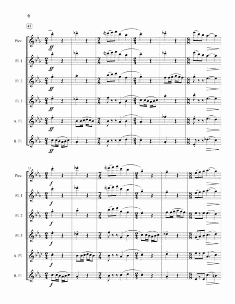 Three Miniatures for Flute Choir Flute Choir scores gallery preview page 6