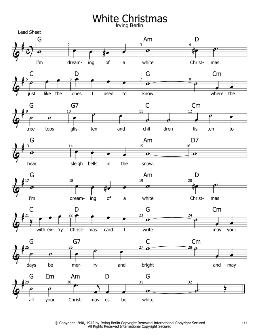 White Christmas Piano scores gallery preview page 1